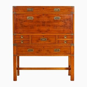 Burr Yew Wood Bureau Desk with Chest of Drawers