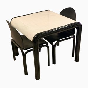 Tavolo da pranzo nr. 54A Mid-Century in marmo di Gae Aulenti + 2 sedie di Knoll International, anni '70, set di 3