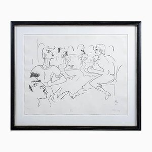 Jean Cocteau, Couple de Danseurs Barcelona, 1956, Lithographie, Gerahmt