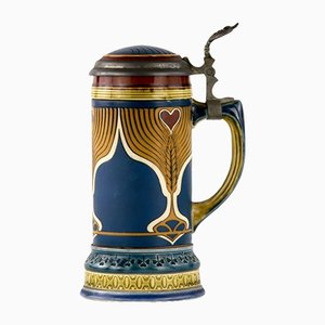 German Painted Ceramic Beer Mug