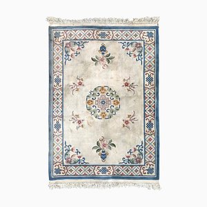 Vintage Art Deco Chinese White Field Rug