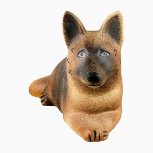 German Shepherd in Glazed Ceramic by Lisa Larson for K-Studion & Gustavsberg