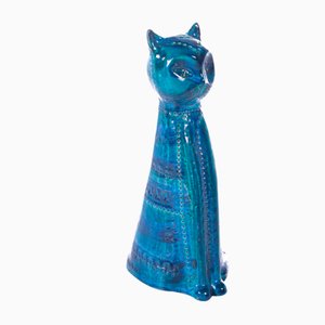 Rimini Blu Katze aus Keramik von Aldo Londi für Bitossi, 1960