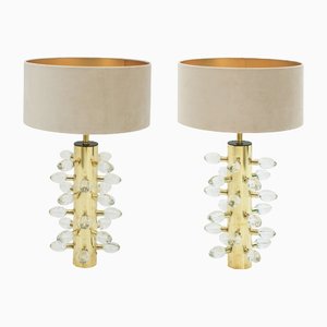 Italian Mid-Century Modern Sculptural Murano Glass Table Lamps, Set of 2