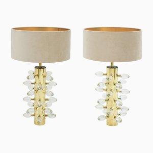 Lampade da tavolo Mid-Century moderne scultoree in vetro di Murano, Italia, set di 2