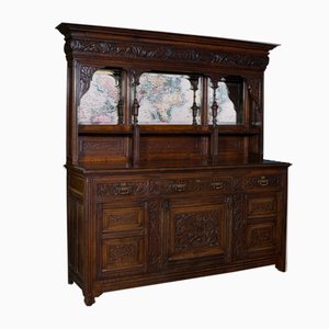 Large Antique English Victorian Oak Estate Hunt Cabinet Sideboard