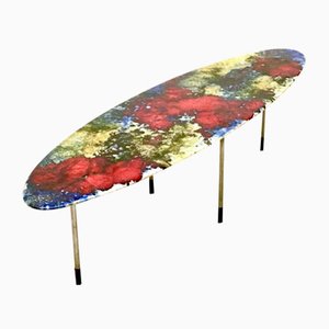 Mid-Century Italian Multi Colored Lacquered Oval Ceramic Coffee Table by Stil Keramos
