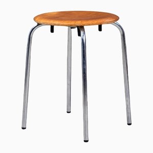 Tabouret en Teck avec Base en Chrome, Danemark, 1960s