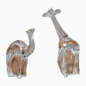 French Crystal Giraffe and Dromedaire Figurines from Baccarat, Set of 2