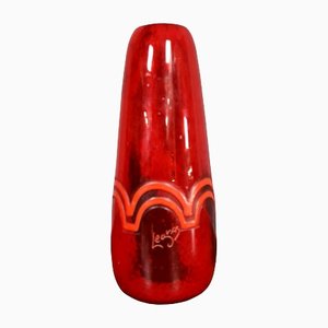 Art Deco Red Marmoreal Glass Vase from Legras, 1920s