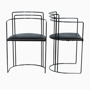 Minimalistische Esszimmerstühle aus schwarzem Draht, 2er Set