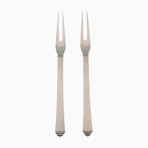 Sterling Silver Pyramid Cold Meat Forks from Georg Jensen, 1930s, Set of 2