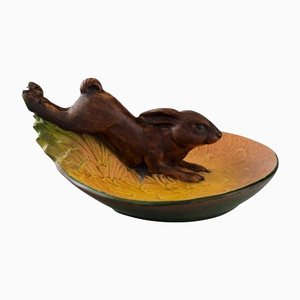 Hand-Painted Glazed Ceramic Bowl with Hare from Ipsens, Denmark