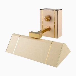 Art Deco Cream Lacquered Metal & Brass Wall Lamp