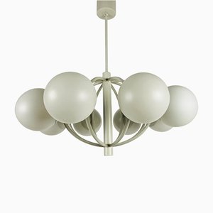 Large Mid-Century Space Age White 8-Arm Chandelier from Kaiser, Germany, 1960s