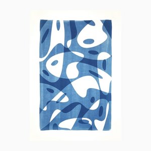 Maler Palette Formen in Blautönen, 2021, Monotype auf Papier