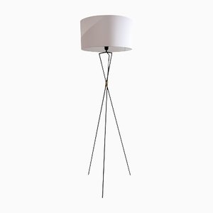 Lampadaire Mid-Century Moderne Laqué Noir, France, 1950