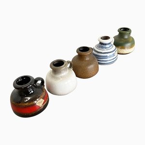 Vases Fat Lava 493-10 Vintage en Poterie de Scheurich, Set de 5