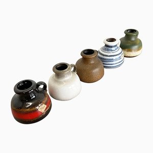Vintage German Fat Lava 493-10 Pottery Vases from Scheurich, Set of 5