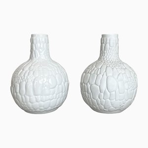 German Op Art Biscuit Porcelain Vases by Ak Kaiser, 1970s, Set of 2