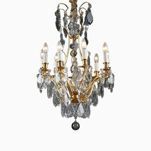 Gilded Bronze and Pendants Chandelier with Eight Arms of Lights