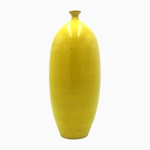 Vintage Italian Round Yellow Terracotta Vase, 1970s