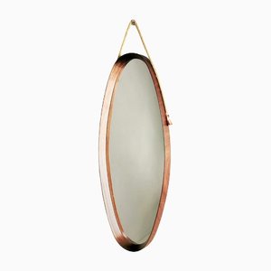 Specchio ovale Mid-Century vintage in teak, Scandinavia, anni '50