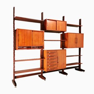 Vintage Mid-Century Teak Double Face Free Standing Bookshelf Library Room Divider by Ico Parisi, 1950s