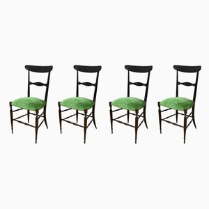 Walnut Campanino Dining Chairs by Giuseppe Gaetano Descalzi for Fratelli Levaggi, 1950s, Set of 4