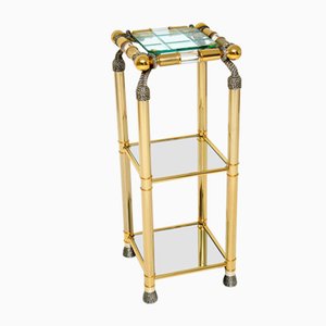 Vintage Glass, Brass & Acrylic Side Table, 1970s