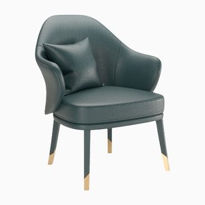 Petrolblauer Bhutan Ledersessel von Javier Gomez