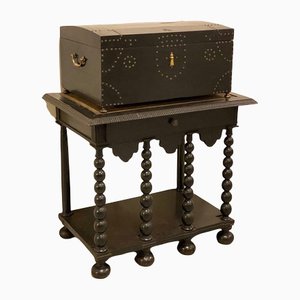 17th Century Italian Mobile Table with Cabinet, Set of 2