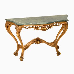 Antique French Giltwood Marble Top Console Table