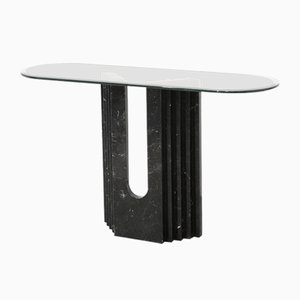 Italian Geometric Carrara Marble & Glass Console Table from Cattelan Italia, 1960s