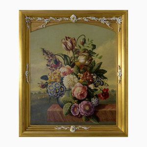 Carlo de Tommasi, Flowers, Oil on Canvas, Framed