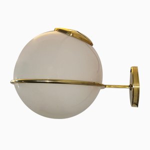 Italian Brass and Glass Wall Lamp, 1960s