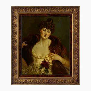Salvatore De Rosa, Portrait of Woman, Oil on Canvas, Framed