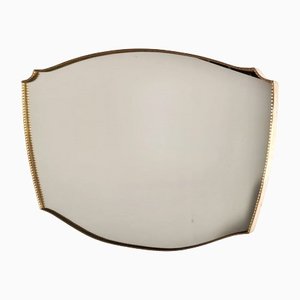 Mid-Century Italian Art Decò Brass Mirror, 1950s