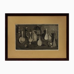 After Giorgio Morandi, Still Life, Engraving on Cardboard, Framed