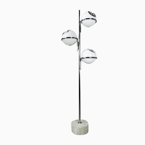 Vintage Space Age Floor Lamp with 3 Glass Lights in the Style of Gino Sarfatti, 1970s