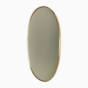 Ovaler Vintage Spiegel mit Messingrahmen, 1960er