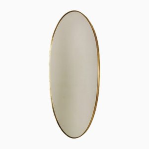 Ovaler Vintage Spiegel mit Messingrahmen, 1960er