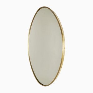 Vintage Mid-Century Brass Oval Mirror, 1960s