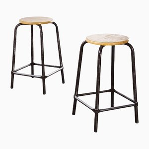 French High Stools with Chocolate Square Frame from Mullca, 1960s, Set of 2