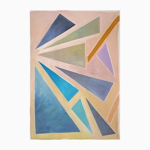 Natalia Roman, Constructivist Sunset Triangles in Pastel Tones, 2021, Acrylic Painting