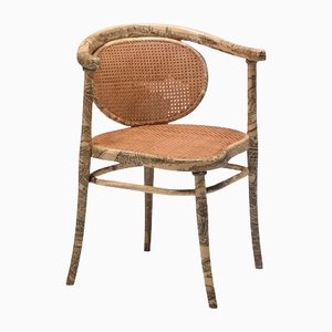 Empire Stil Asymmetrischer Stuhl mit Fornasetti Stil Druck von Thonet, 1905