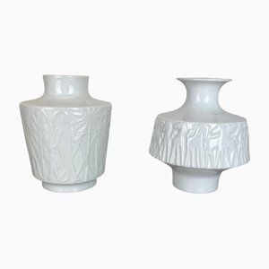 Op Art Biscuit Porcelain Vases from Edelstein Bavaria, Germany, 1970s, Set of 2