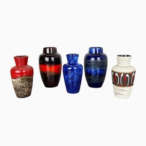 Vintage Fat Lava Pottery Vases from Scheurich, Germany, 1970s, Set of 5