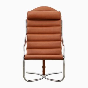 PH Lounge Chair, Chrome, Aniline Leather Walnut