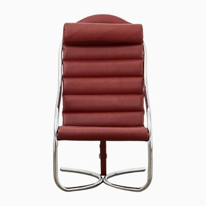 PH Lounge Chair, Chrome, Aniline Leather Indianred
